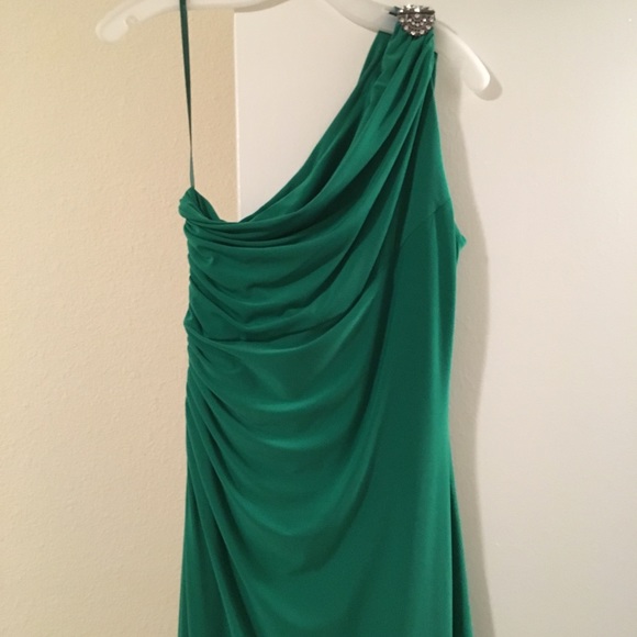 ralph lauren green evening dress